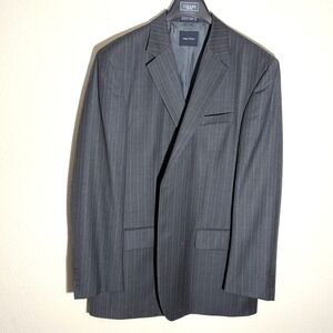 Nautica Mens Pinstripe‎ Gray Blazer 44L Business Casual Office Career Jacket